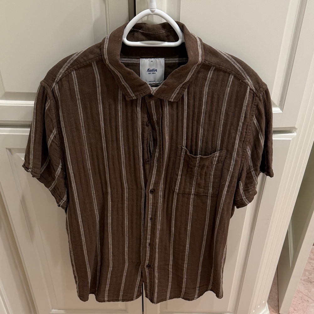 Katin Brown Striped Short-Sleeve Button-Down Shirt